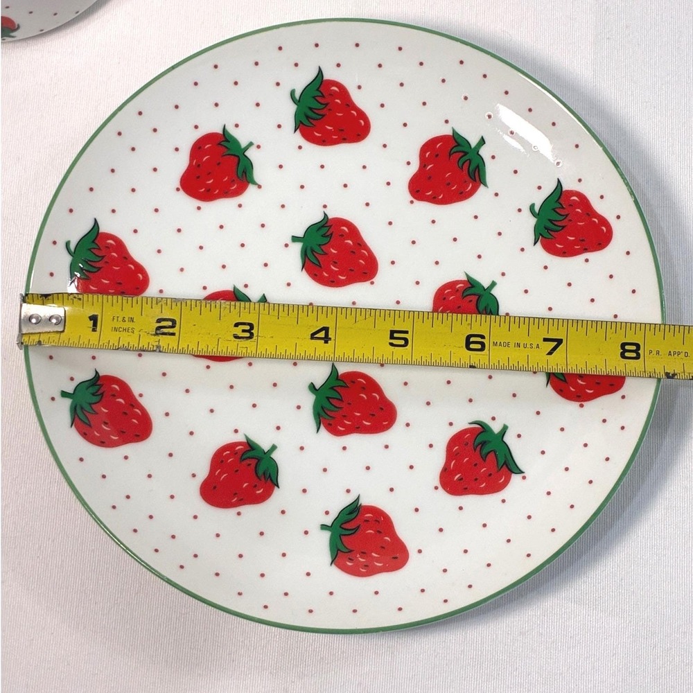 Retro Strawberry Teacup Saucer Fruit Cottagecore Kitsch Kitchen Decor Farmhouse - Picture 4 of 8
